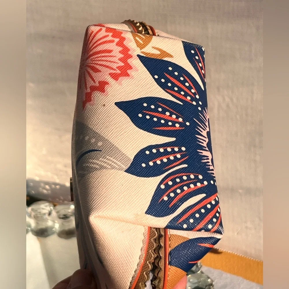 Spartina 449 Cream and Orange Floral Cosmetic Bag - Picture 12 of 12